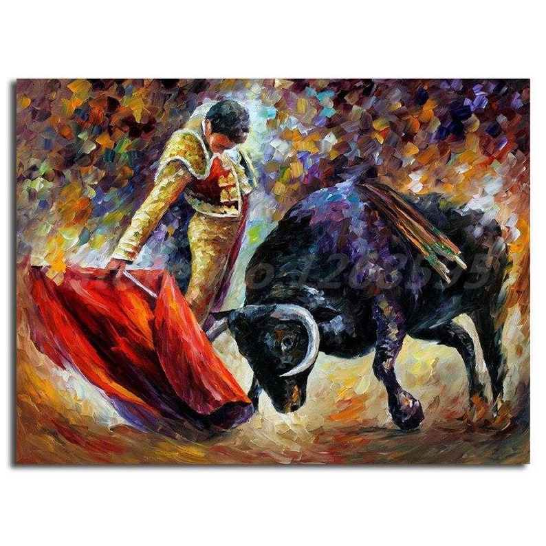 Exciting Spanish Bullfight Hq Canvas Print Wall Art 12 X 16 Inch Painting Art Collectibles Dalasmaker Se