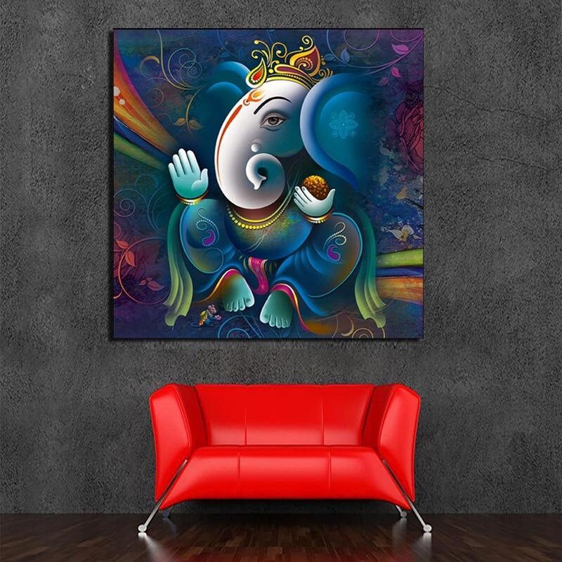 Ganesha Painting HQ Canvas Print Living Room Home Decoration Etsy
