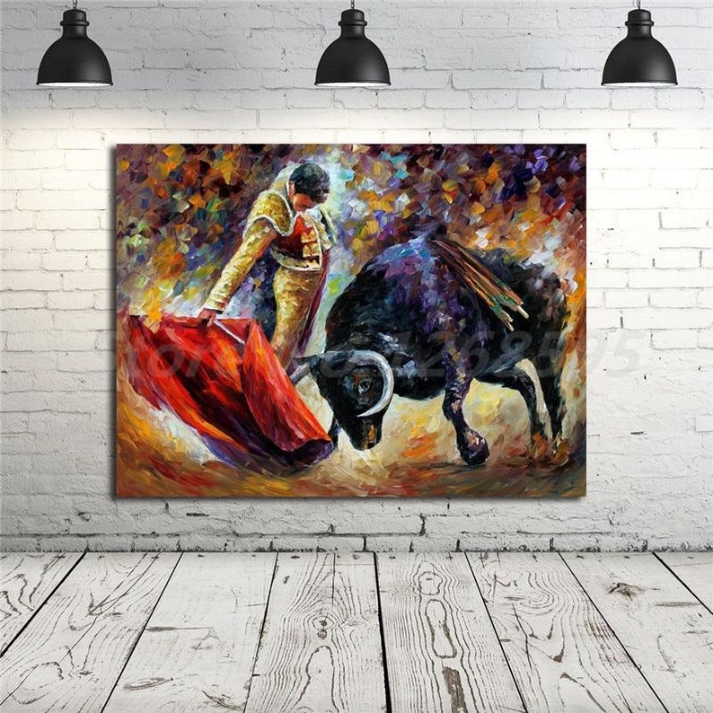 Exciting Spanish Bullfight Hq Canvas Print Wall Art 12 X 16 Inch Painting Art Collectibles Dalasmaker Se
