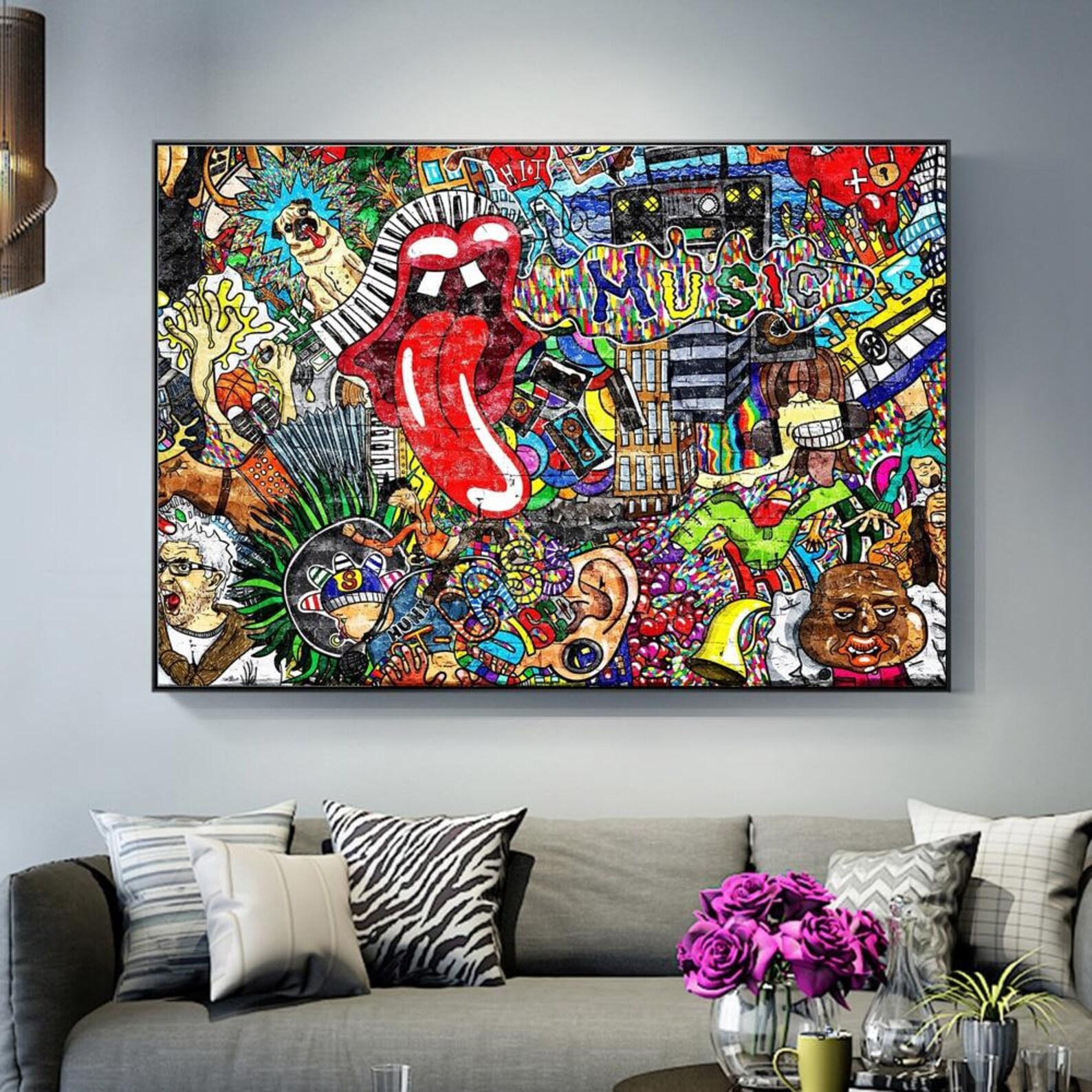 Abstract Music Graffiti Wall Art Paintings Modern Street Art Etsy