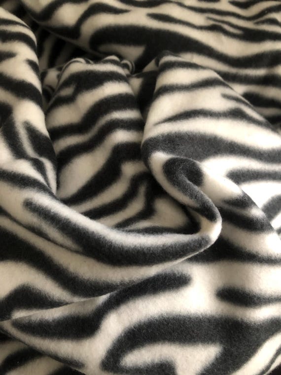 Zebra white  and black Polar fleece non pill    fabric sewing warm cozy by the metre