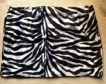 Zebra Fell Velboa Zip Mini Rock Punk Rocker 6 8 10 12 14 16 18 20 22 Made in the UK