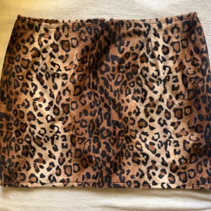 Leopard Fur Velboa Zip Mini Skirt Punk Rocker 6 8 10 12 14 16 18 20 22 Made in the UK