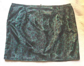 Grün Leopard Fell Velboa Reißverschluss Minirock Punk Rocker 6 8 10 12 14 16 18 20 22 Made in the UK