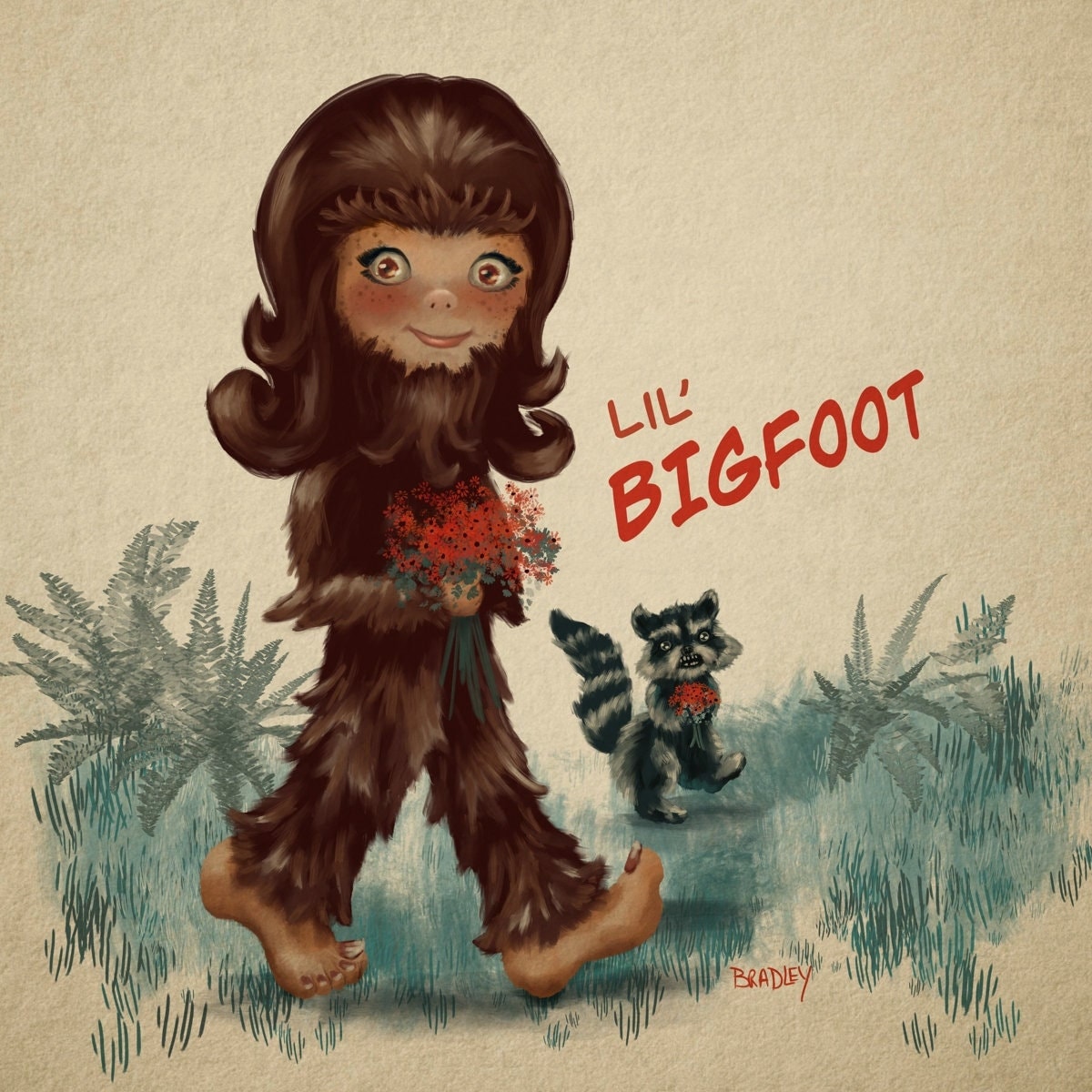 Lil' Bigfoot Raccoon Art Poster Print 12x12 16x16 -  Canada