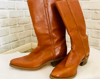 vintage cowboy boots women/'s 9.5 M B brown wrangler leather cowgirl 1970/'s