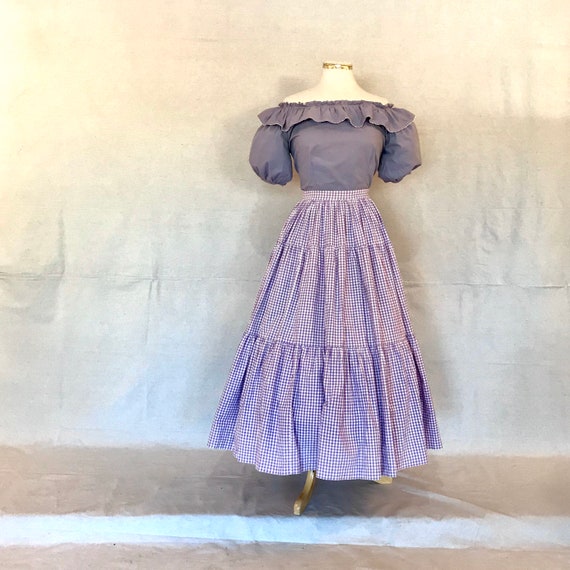 Vintage 1940s/50s Purple Gingham Two Piece Patio S