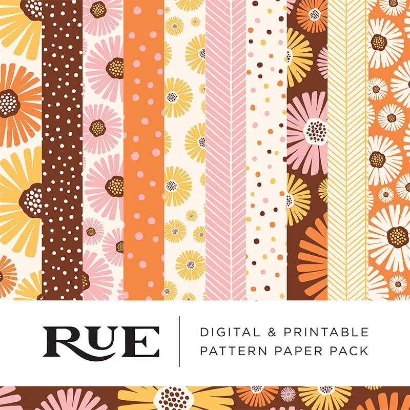 Retro Floral Digital Paper Digital Paper Pack Printable | Etsy