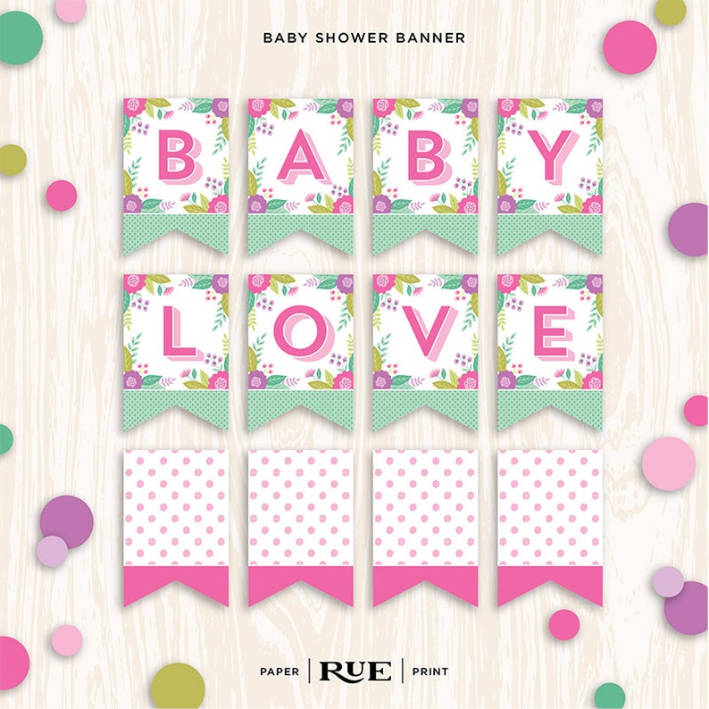 Printable Floral Baby Shower Party Kit Digital Baby Shower Etsy