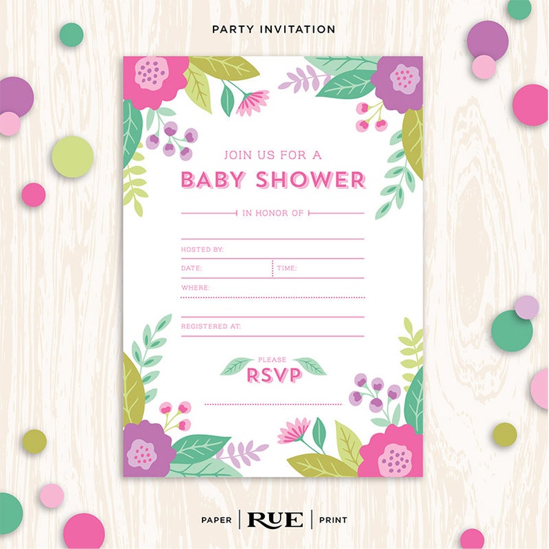 Printable Floral Baby Shower Party Kit Digital Baby Shower Etsy