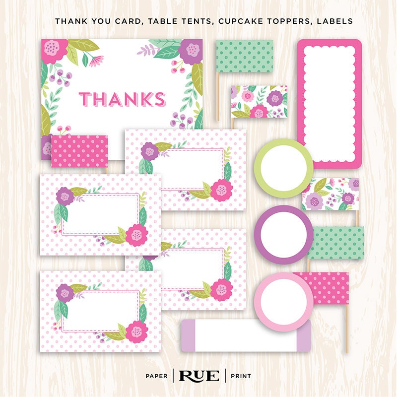 Printable Floral Baby Shower Party Kit Digital Baby Shower Etsy