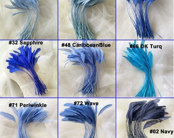 Loose Natural Stripped Coque Feathers for DIY Millinery & Fascinators Craft Hat Making Headpiece Dyed Rooster Feather 5-7 Inches