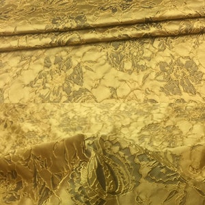 Rose Floral Emboss Jacquard Fabric Polyeter Brocade Damask for Haute Couture Costume Suit Design Sold by 1 Yard Yellow