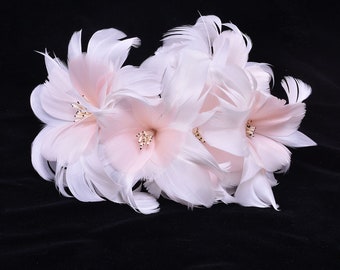 Feather Flower Millinery Flowers Twisted Flower Feather Trim for Millinery Wedding Fascinators Bridal Headpiece Custom Handmade