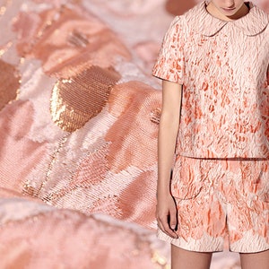 High- End Floral Jacquard Fabric, Polyeter Cotton Brocade Fabric ...