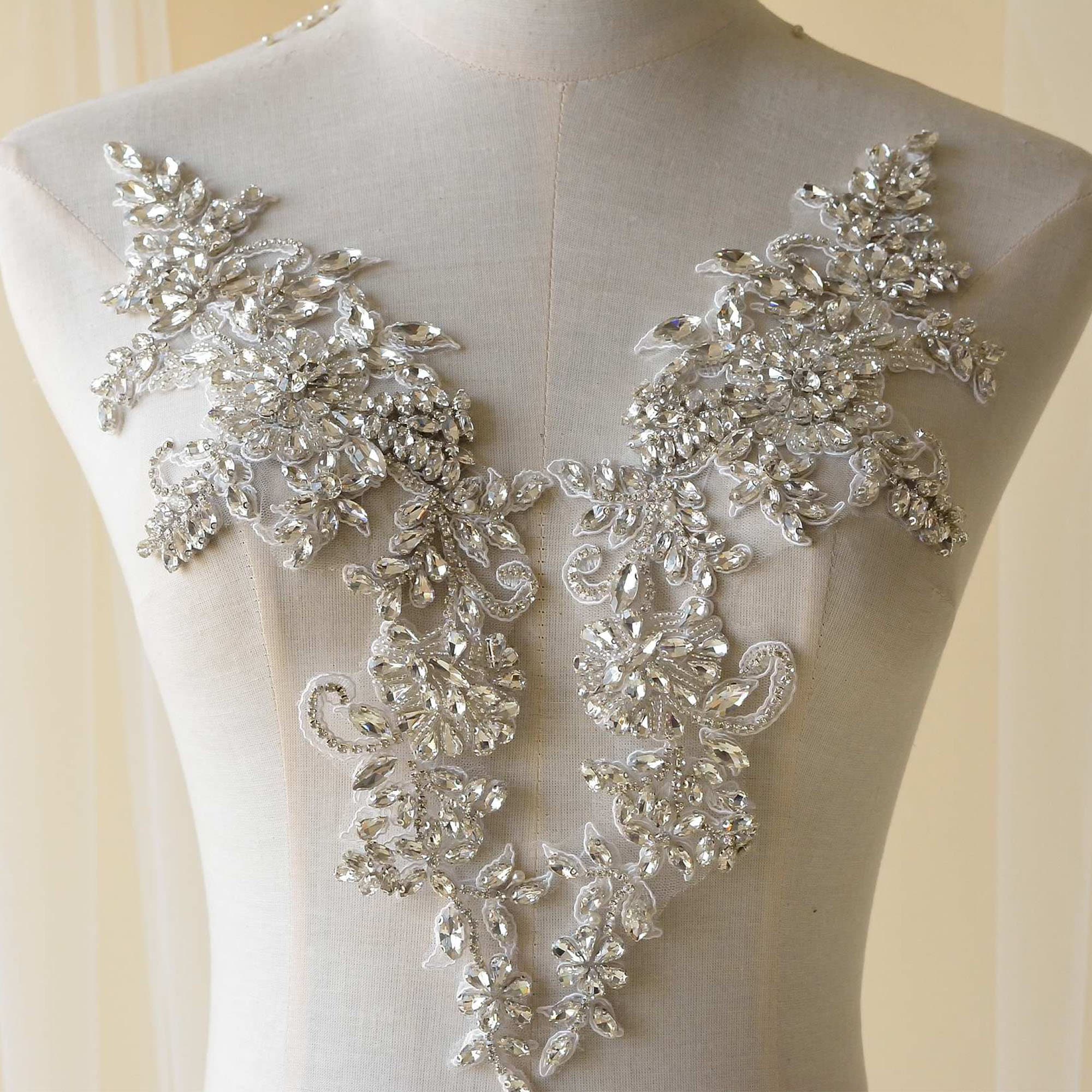  SEWACC Rhinestone Wedding Girdle Wedding Dress Appliques  Rhinestone Applique Rhinestone Belt Accessories Wedding Dress Rhinestones  Applique Decor Sashes Crystal Bride Hand Sewing Clothing : Everything Else