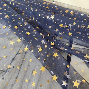 Soft Lace Fabric Star Print Lace Tulle Mesh for Wedding Girl Dress Gown Curtain 51" width