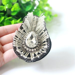 Shoulder Patches Tassel Chain Suit Crystal Epaulet Fringe Shoulder Badge Rhinestone Applique for wedding Dance Punk Costume