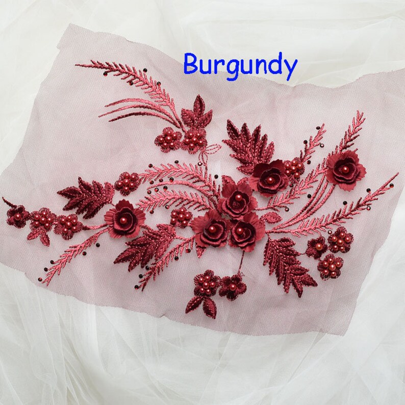 3D Floral Lace Applique Motif Materials With Pearl Beaded Etsy