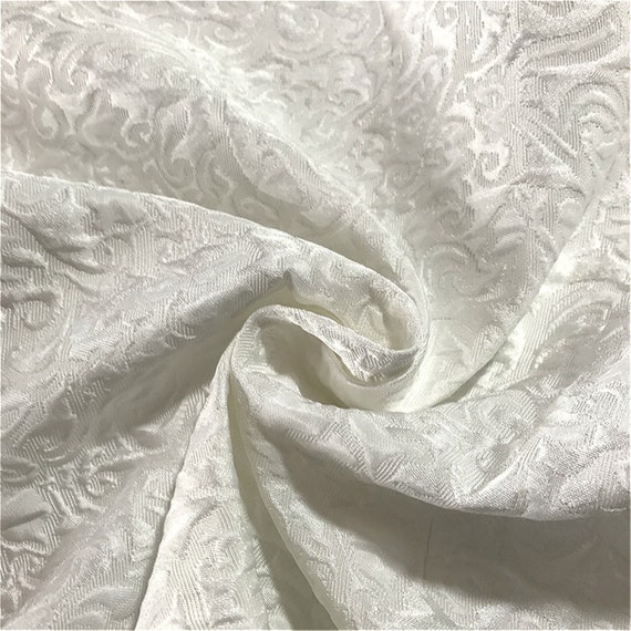 Off White High End Jacquard Fabric Polyeter Brocade Fabric Emboss Damask  Fabric for Haute Couture Costume Dress Design 