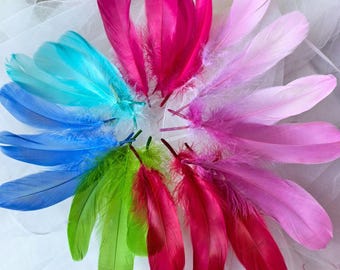 80 Colours Dyed Natural Goose Feathers for Fascinators Millinery Hat Making Headpiece 10/25/50/75/100 PCS 5-6" Length