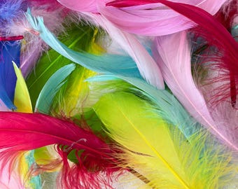 80 colori di piume d'oca naturali e soffici tinte, ideali per la creazione di cappelli e copricapi. Lunghezza: 5-6 pollici (12,7-15,2 cm).