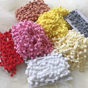 5 Meters Pom Pom Trim Ball Ribbons Ethnic Fringe Lace Trims Supplies for Scarf Making Dress Designs 2.5cm Width