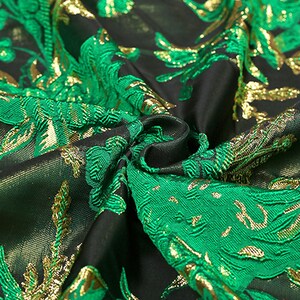 High- End Green Floral Jacquard Fabric, Polyeter Cotton Brocade Fabric ...