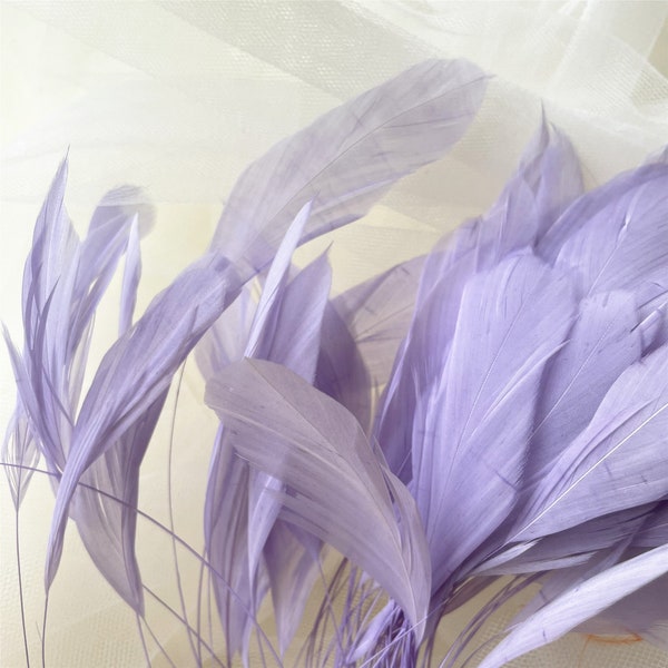 Lilac Natural Stripped Coque Feathers for DIY Millinery Plume Craft Hat Making Headpiece Dyed Rooster Loose Feather Handcrafts 5-7" 10 PCS