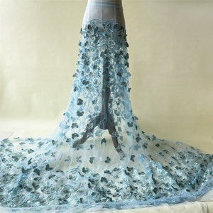 3D Butterfly Lace Fabric Mesh Materials 3D Flower Embroidery Wedding Evening Bridal Girl Dress Costume Sold by the yard