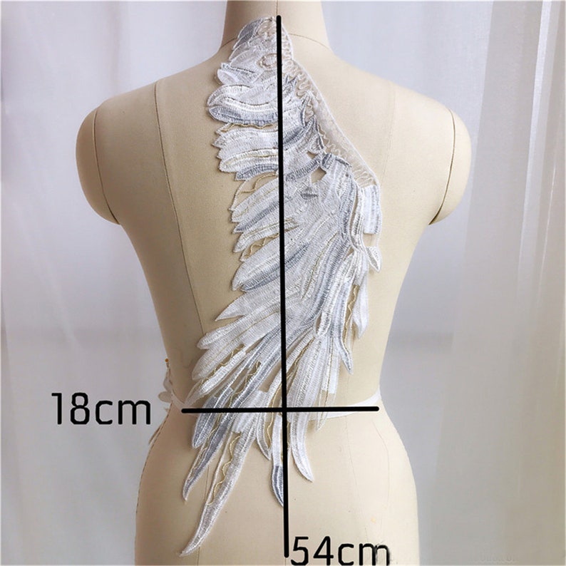 Lace Applique Wing Embroidery Double Color Stitch Patch Motif Etsy