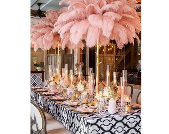 Piokio 10 Pcs Natural White Ostrich Feathers - 10-12 Inch (25-30 Cm) Bulk Pack | For Wedding Centerpieces, Gatsby Party Decor