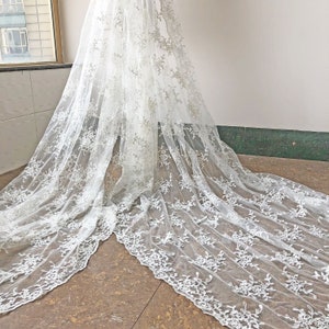 Flor Bordado Encaje Tela Materiales Adornos Tul Encaje Malla DIY Dance Costume Prom Wedding Bridal Dress Gown Veils 51 inch Width