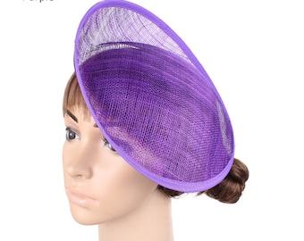 Cappello a cilindro con base per cappello Sinamay con fascinator a forma di bottone rotondo per modisteria e creazione di cappelli, diametro 9,84"