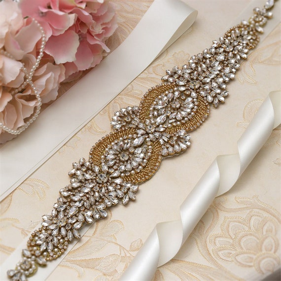 Stunning Bridal Belt Pearl Rhinestone Applique Wedding Belt  display picture 1