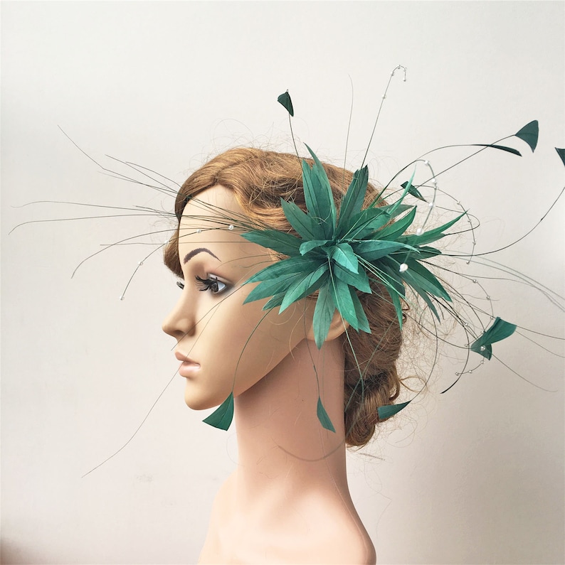 Royal Blue and Navy Blue Stripped Hackle Coque Feathers Costumes Fascinator Hats