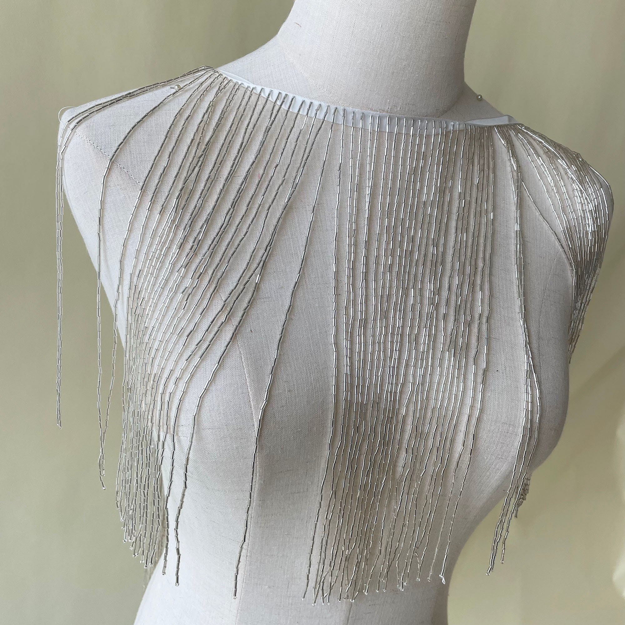 Frange Paillettes Argent 5 Yards 20cm - Garniture Tassel Pour Robe Jupe Danse DIY WANYIG