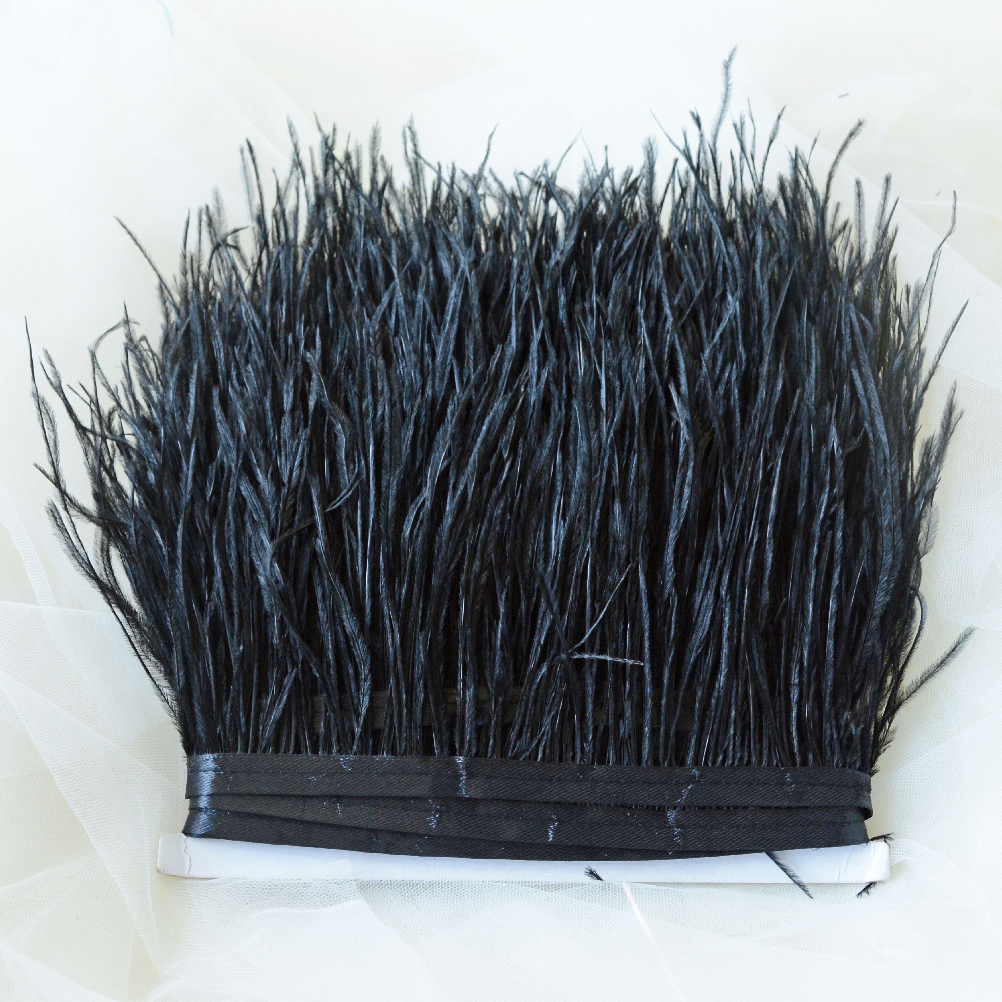 7-10CM Black Ostrich Feather Trims Natural Ostrich Feather For Craft Ribbon  Fringe For Skirt Party Clothing