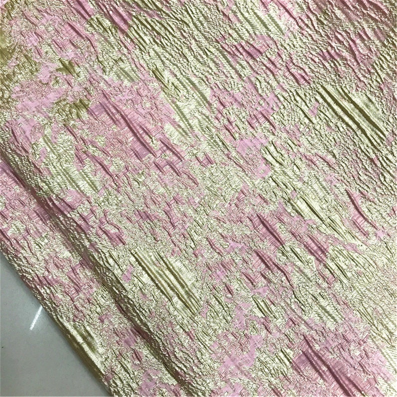 High- end Floral Jacquard Fabric, Polyeter Cotton Brocade Fabric, Emboss Damask Fabric for Haute Couture Costume Dress Design Light Pink