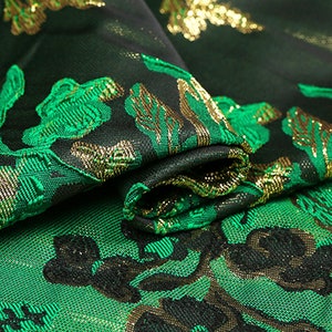 High- End Green Floral Jacquard Fabric, Polyeter Cotton Brocade Fabric ...