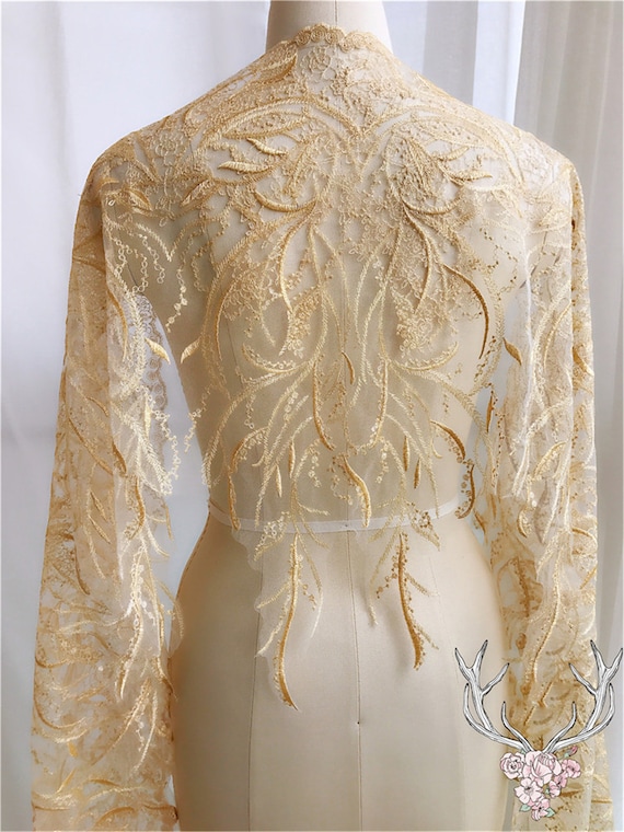 Gold Alencon Embroidered Lace Trim Floral Lace Edge Trimmings for Bridal  Wedding Evening Dress Sold by 1 Yard Gold Alencon Embroidered Lace Trim  Floral Lace Edge Trimmings for Bridal Wedding Evening Dress