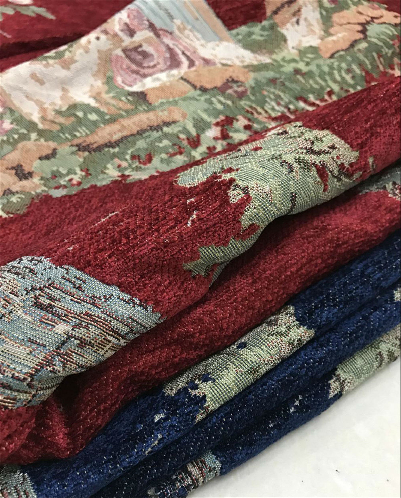 High- End Jacquard Fabric Polyeter Silk Thread Brocade Emboss Damask ...