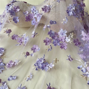 3D Blumen-Stickerei-Spitze-Gewebe-Materialien Mesh Borte DIY Hochzeit Braut Abendkleid Kostüm Design