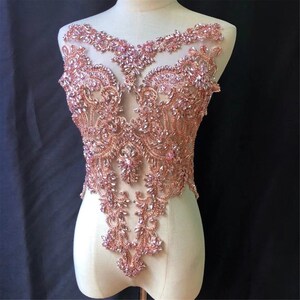 Sparkling Bodice Silver Rhinestone Applique Heavy Beads Motif Diamante Lace Patch sewing on Bridal Wedding Ball Dress Gown 1 PC
