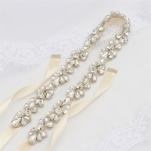 Sparkling Rhinestones Trimming Chain Crystal Diamante Applique Wedding Motif for Sash Belt Bridal Dress Evening Gown Dance Costumes