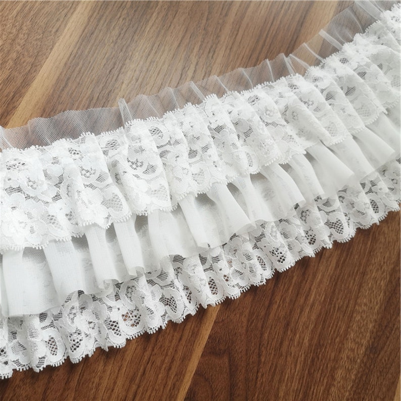 Off White Ruffled Lace Trims Tulle Pleated Lace Mesh Edge for | Etsy