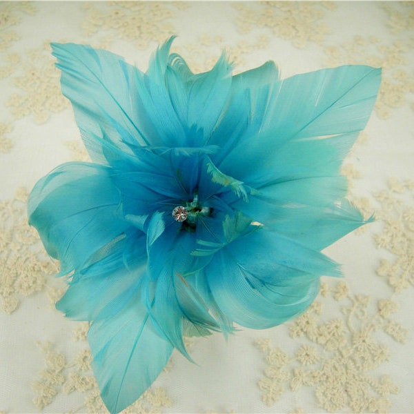 Green Customized Feather Flower Bouquet Faux flowers Embellishment Millinery Feathers Hat Making for Wedding Fascinators Veils 1 Piece