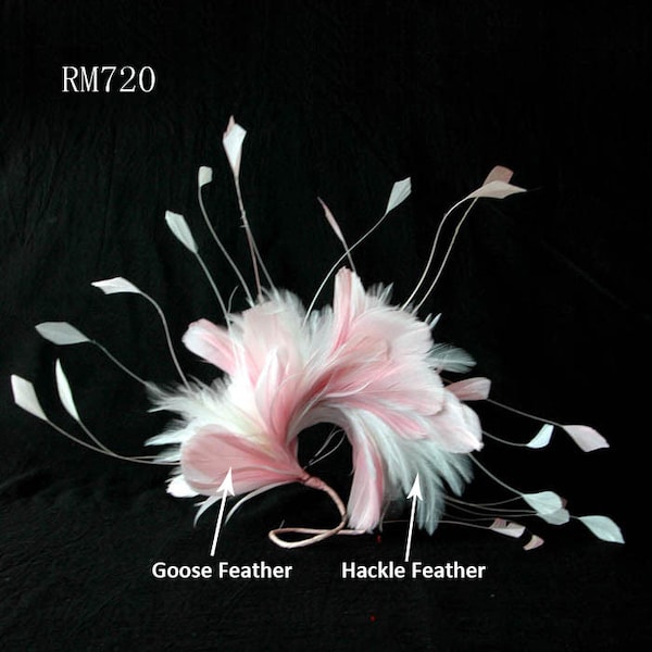 Natural Dyed Feather Flower Mount Bouquet Trims Faux flowers Millinery Hackle Feathers for Hat Making Fascinator Wedding Accessories 1 Piece