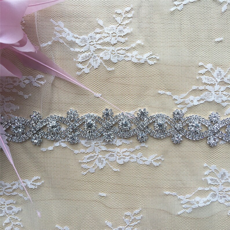 Sparkling Wedding Rhinestones Trim Diamante Pearl Trims Appliques for Dress Sash Garter Bridal Headpieces Applique Crystal Bridal Belt