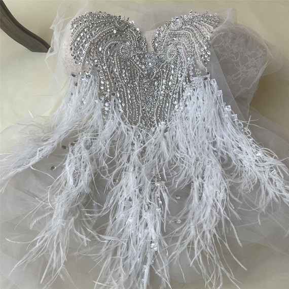 Bodice Rhinestone Applique Heavy Beads Motif Diamante Ostrich Feather Lace Patch Sewing on Bridal Wedding Dress Gown 1 PC - Etsy Bodice Rhinestone Applique Heavy Beads Motif Diamante Ostrich Feather Lace Patch Sewing on Bridal Wedding Dress Gown 1 PC - Etsy